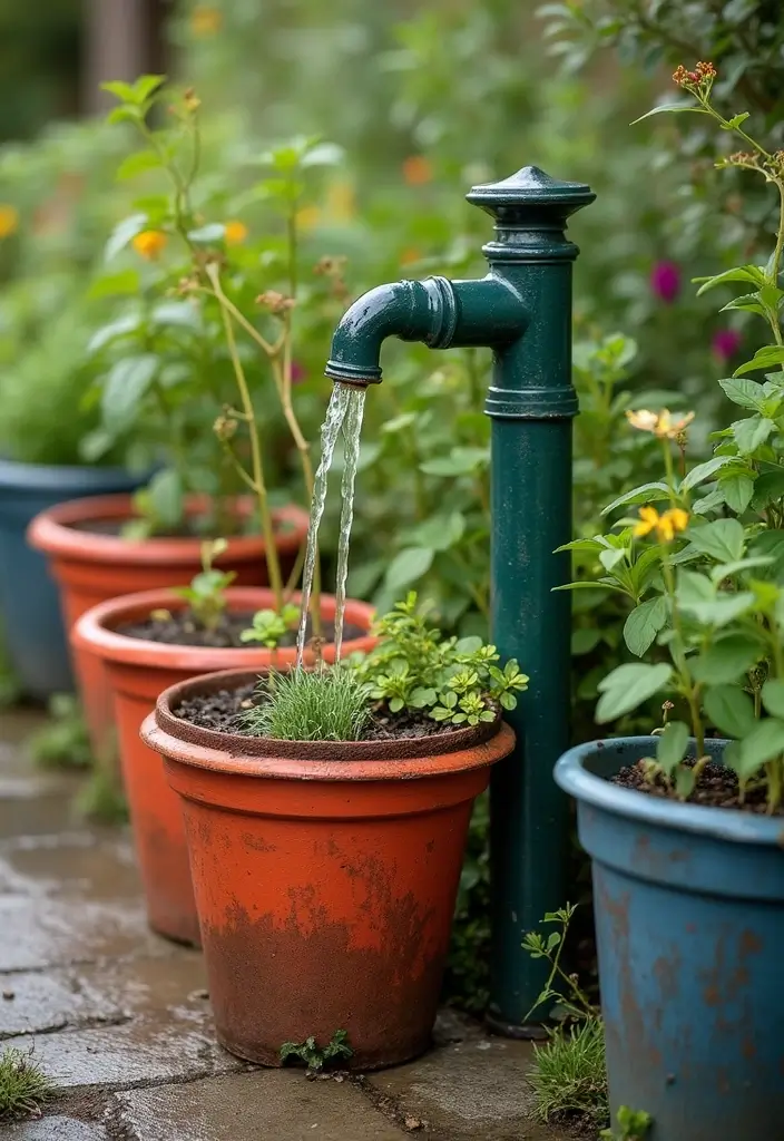 30 Mesmerizing Water Features in the Garden You’ll Want to Recreate - 21. Water-Saving Drip Irrigation with Art