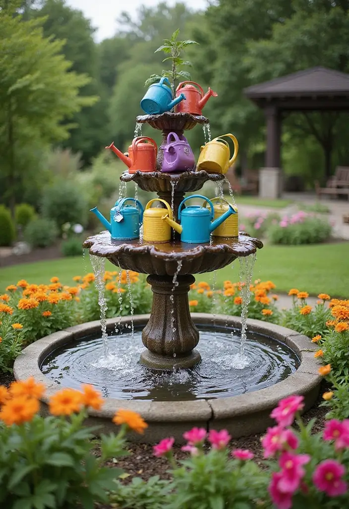 30 Mesmerizing Water Features in the Garden You’ll Want to Recreate - 24. Watering Can Fountain