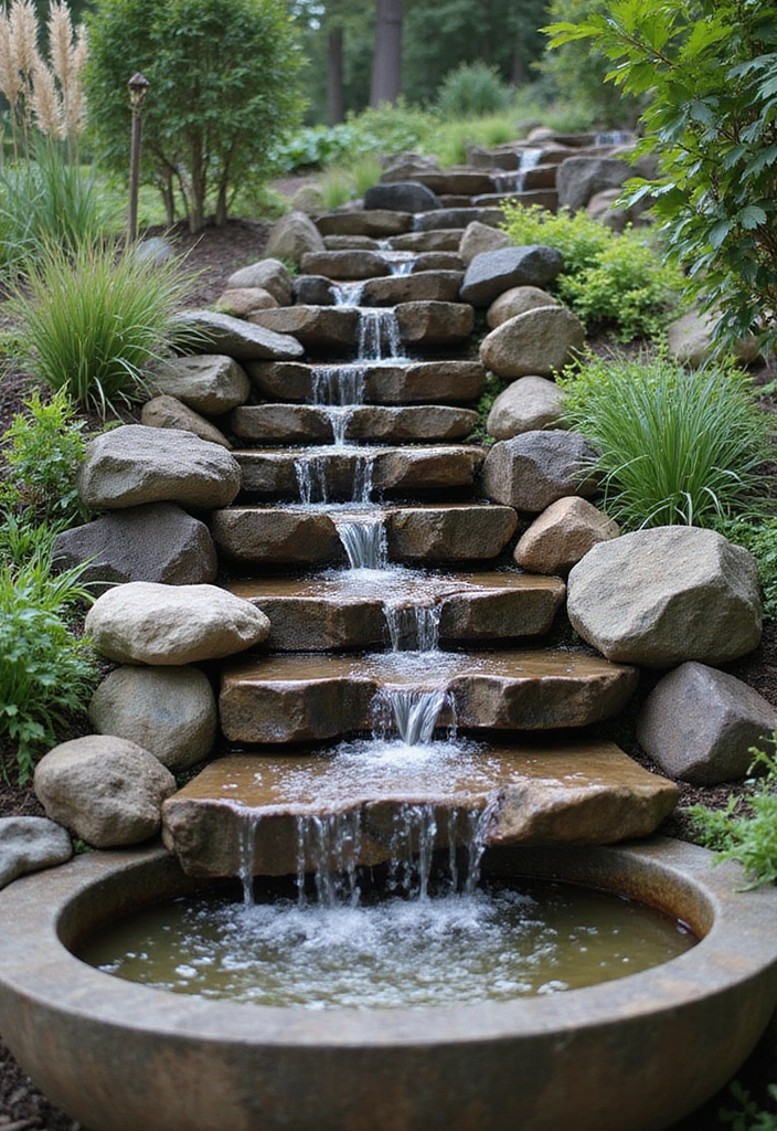 30 Mesmerizing Water Features in the Garden You’ll Want to Recreate - 25. Water-Feature Staircase