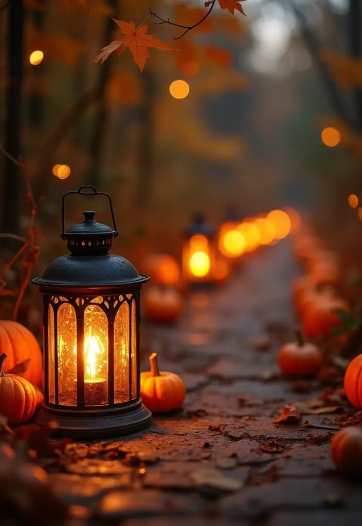 30 Over the Garden Wall Aesthetic Ideas for Cozy Fall Vibes - 1. Whimsical Lantern Pathways