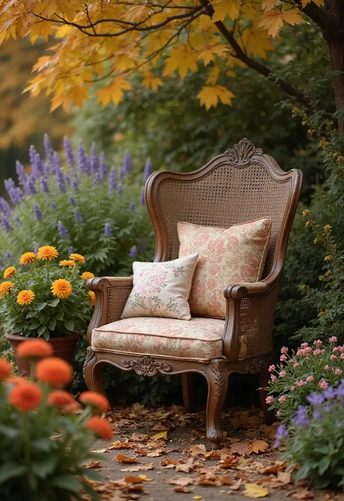 30 Over the Garden Wall Aesthetic Ideas for Cozy Fall Vibes - 2. Vintage Garden Chairs