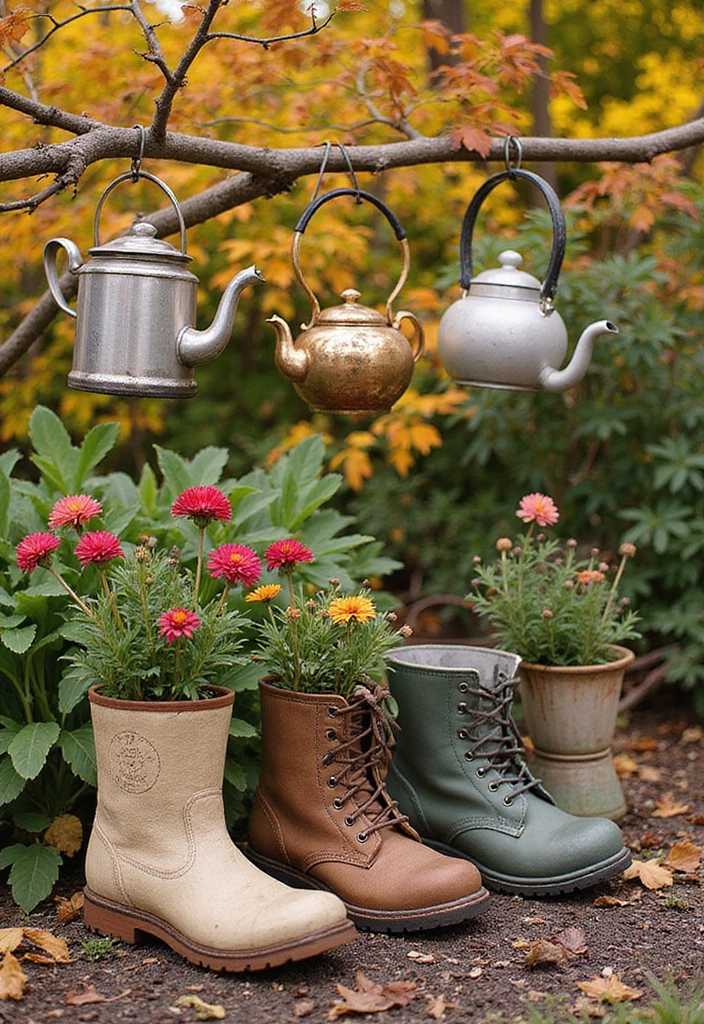 30 Over the Garden Wall Aesthetic Ideas for Cozy Fall Vibes - 20. Upcycled Garden Decor