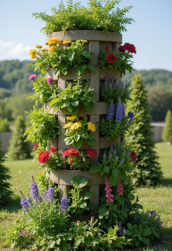 30 Raised Garden Beds Ideas Layout to Maximize Your Space - 1. Vertical Garden Towers