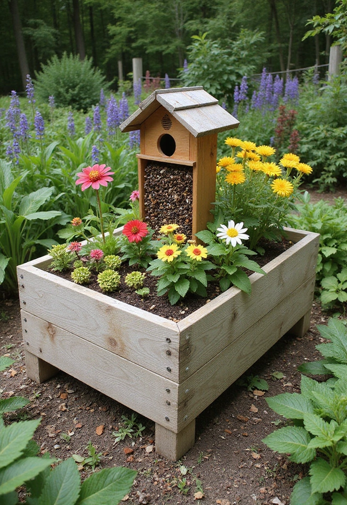 30 Raised Garden Beds Ideas Layout to Maximize Your Space - 23. Raised Bed with Insect Hotel