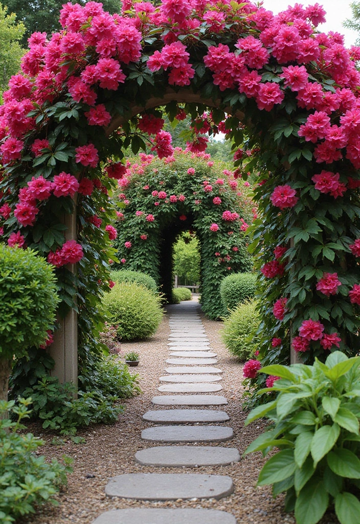 30 Rose Garden Design Layout Flower Beds for a Romantic Look - 14. Bougainvillea and Rose Combos