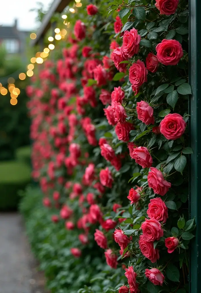 30 Rose Garden Design Layout Flower Beds for a Romantic Look - 2. Vertical Rose Wall