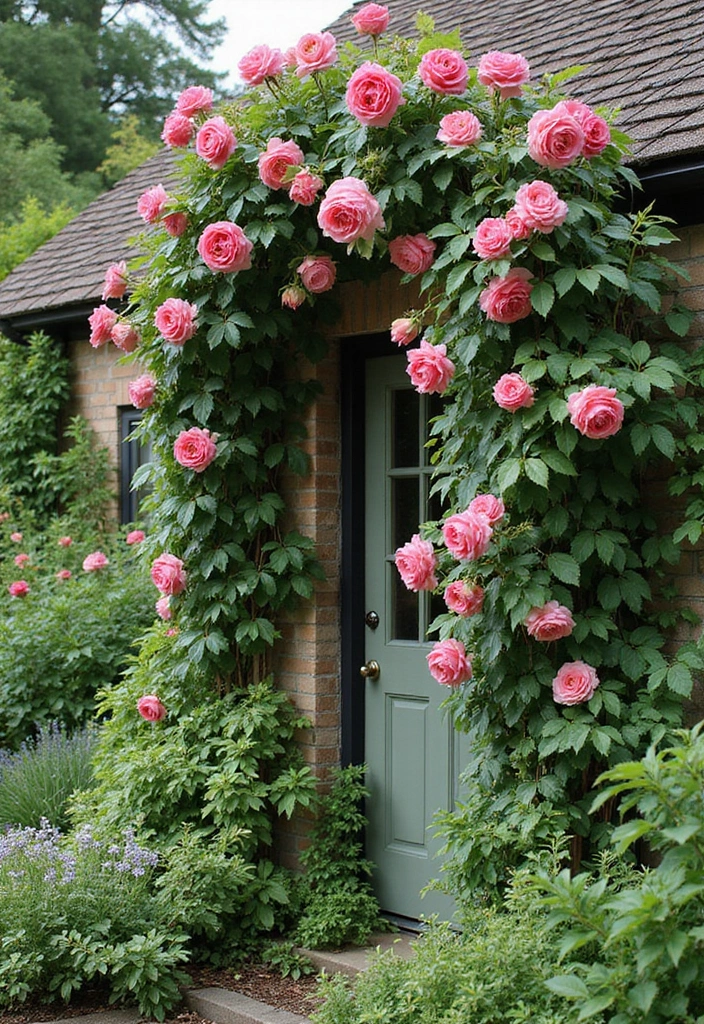 30 Rose Garden Design Layout Flower Beds for a Romantic Look - 21. Cottage Garden Rose and Climbing Plants