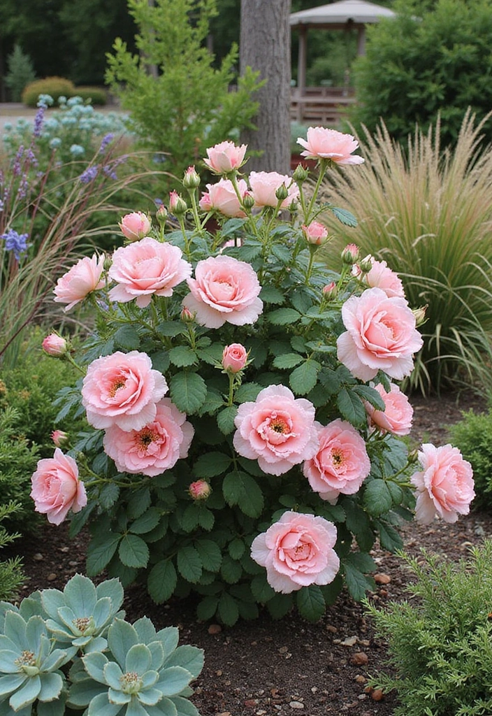 30 Rose Garden Design Layout Flower Beds for a Romantic Look - 24. Drought-Resistant Rose Gardens