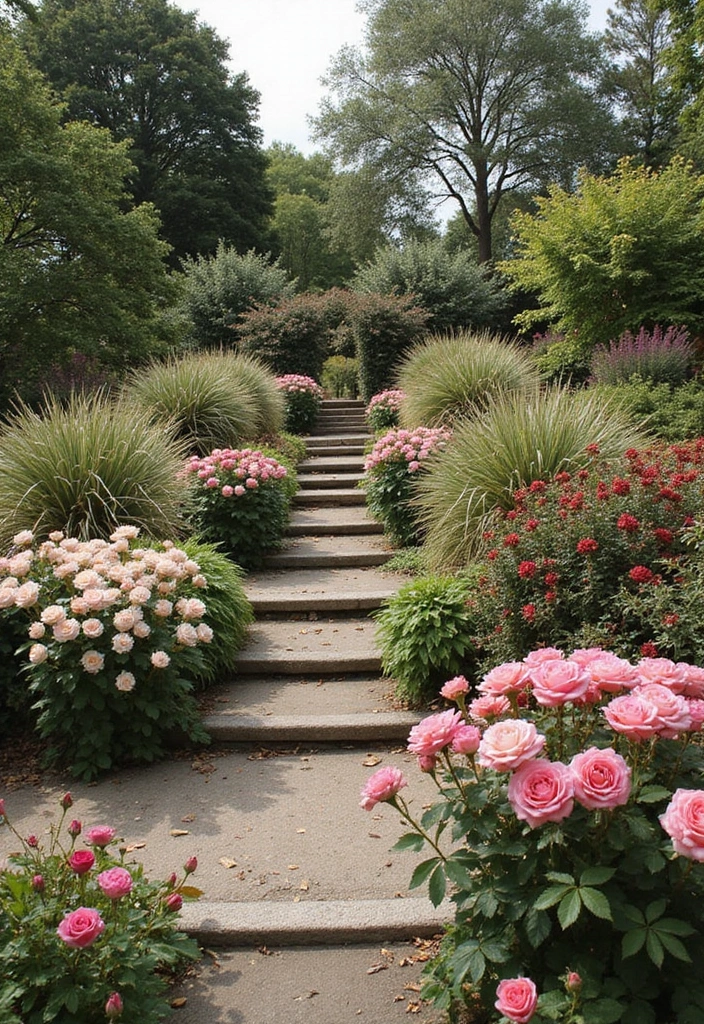 30 Rose Garden Design Layout Flower Beds for a Romantic Look - 5. Tiered Rose Garden