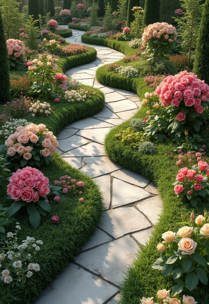 30 Rose Garden Design Layout Flower Beds for a Romantic Look - 8. Geometric Rose Patterns