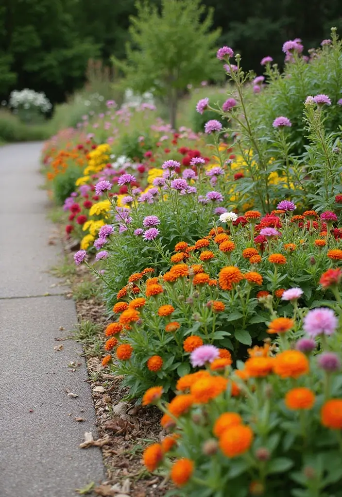 30 Simple Garden Design Ideas to Create a Calm and Beautiful Green Space - 9. Colorful Flower Borders