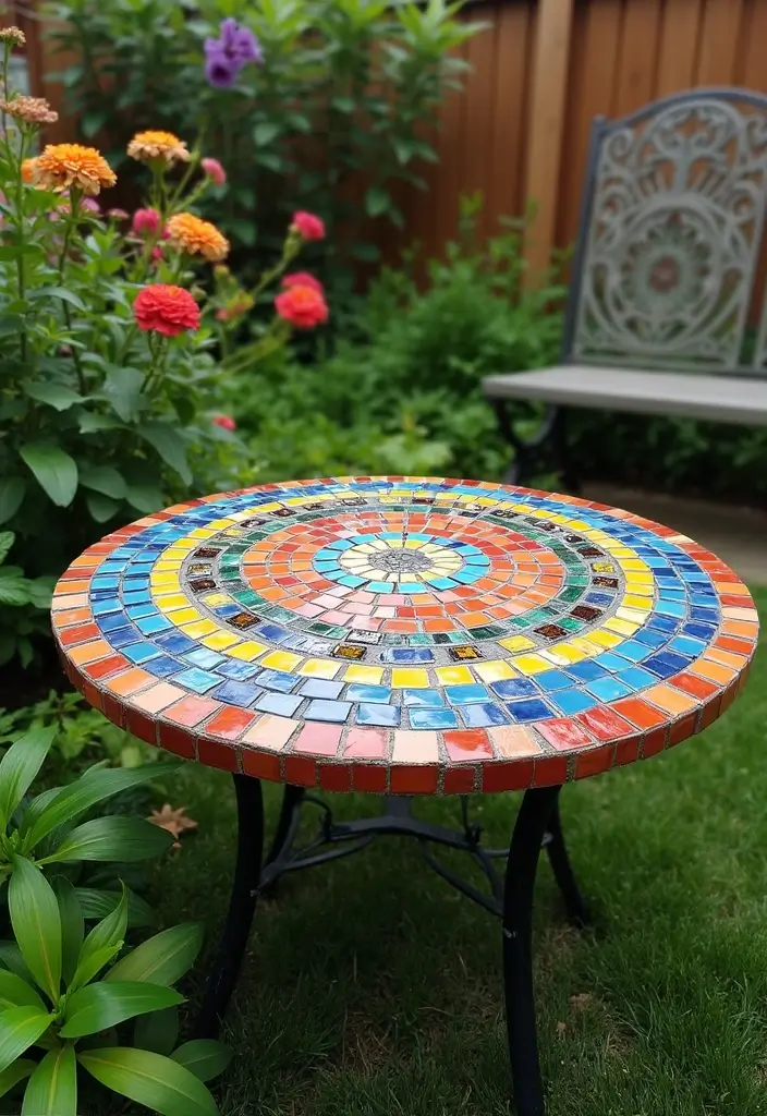 30 Small Backyard Ideas on a Budget DIY - Transform Your Outdoor Space for Under $100 - 18. Garden Mosaic Table
