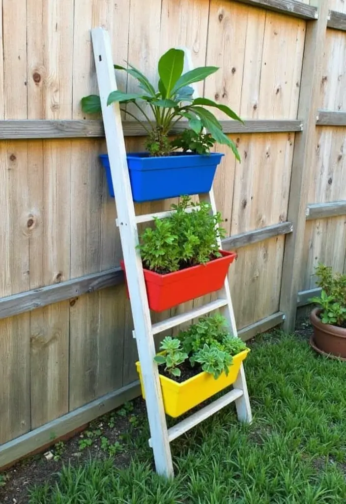 30 Small Backyard Ideas on a Budget DIY - Transform Your Outdoor Space for Under $100 - 2. DIY Ladder Planter