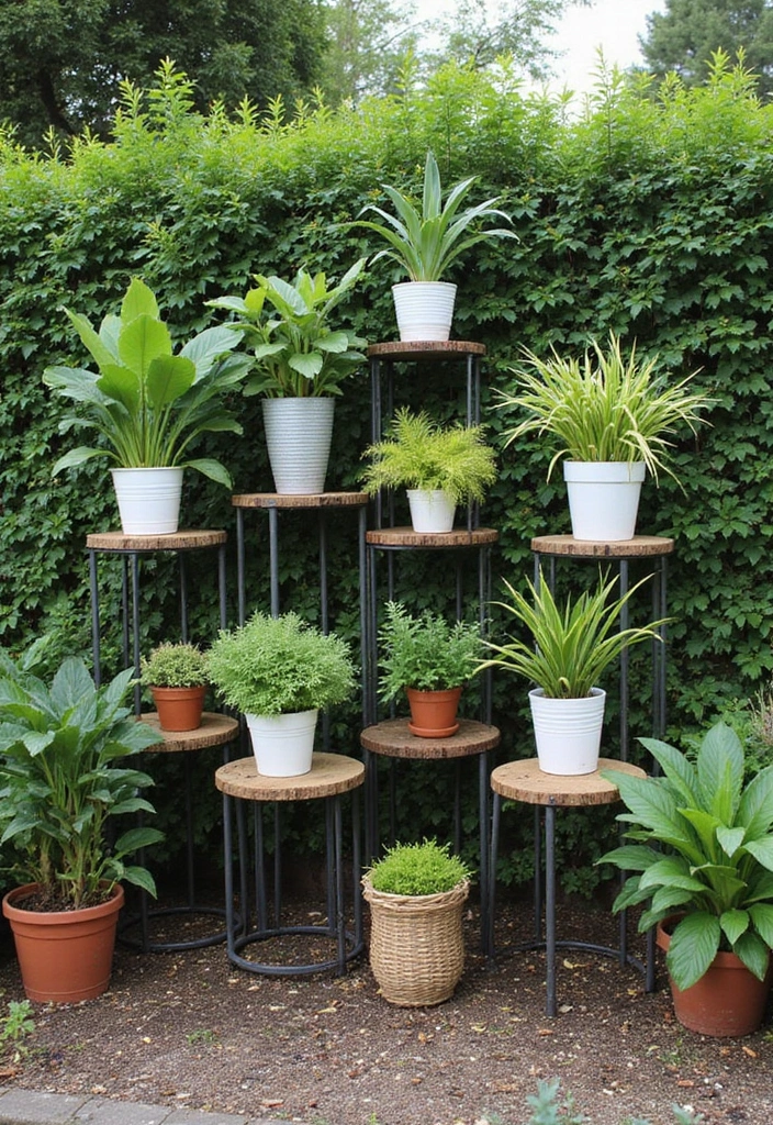 30 Small Garden Design Ideas Layout for Every Type of Yard - 12. Plant Stands and Shelves