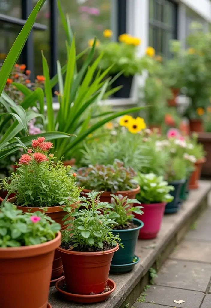 30 Small Garden Design Ideas Layout for Every Type of Yard - 14. Use of Colorful Pots