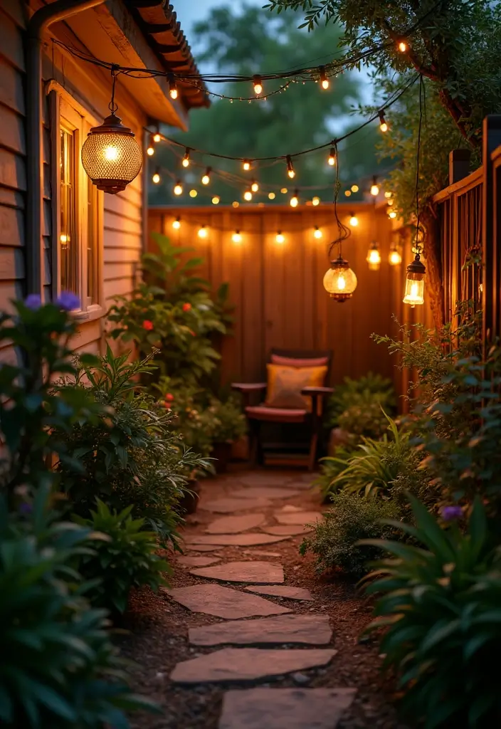 30 Small Garden Design Ideas Layout for Every Type of Yard - 22. Creative Lighting Solutions