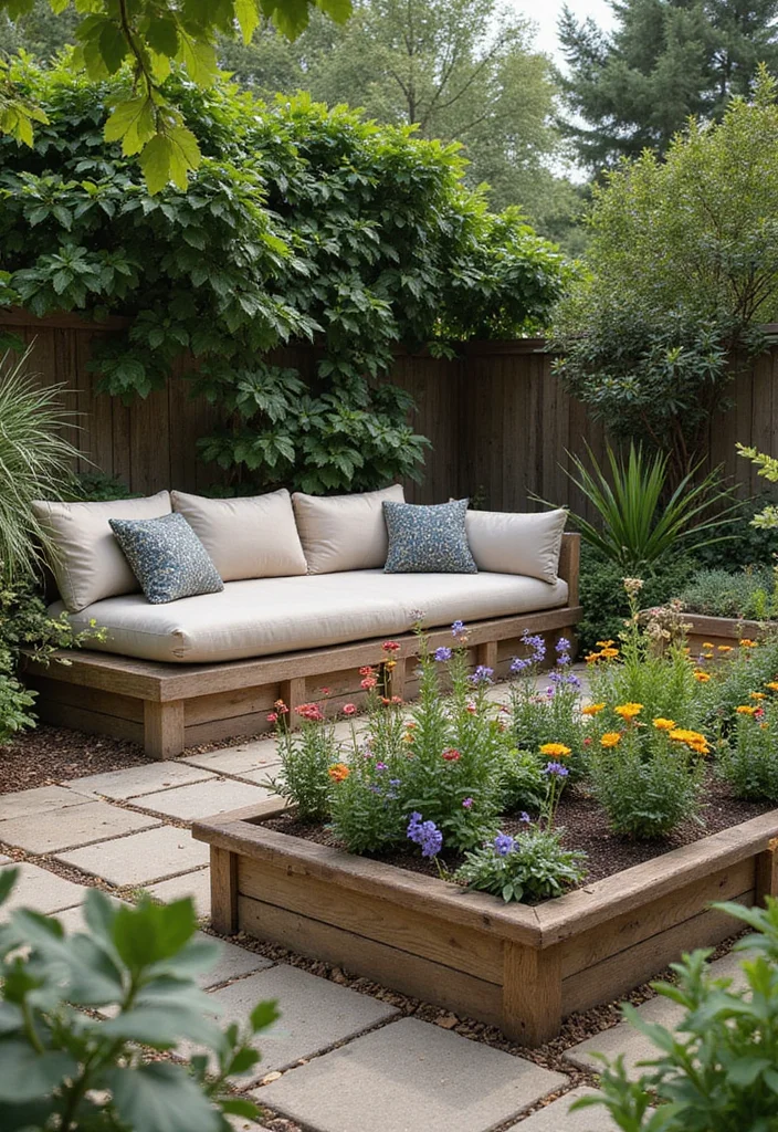 19 Efficient Raised Garden Beds Layout Inspirations for Vertical Gardening - 5. Raised Bed with Built-in Seating