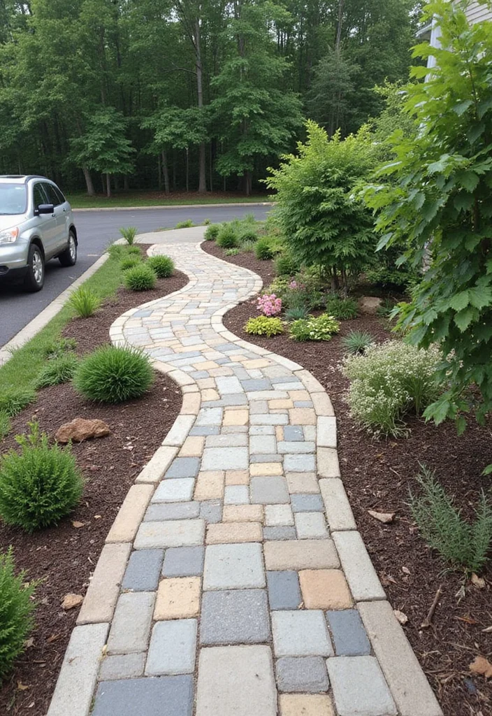 Car Parking Design Home Garden: A Practical Guide with 19 Seamless Integration Inspirations - 2. Paver Pathways: Nature Meets Functionality