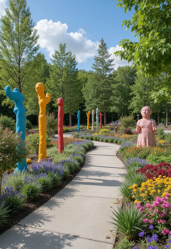 Car Parking Design Home Garden: A Practical Guide with 19 Seamless Integration Inspirations - 9. Outdoor Art: Creativity in the Garden