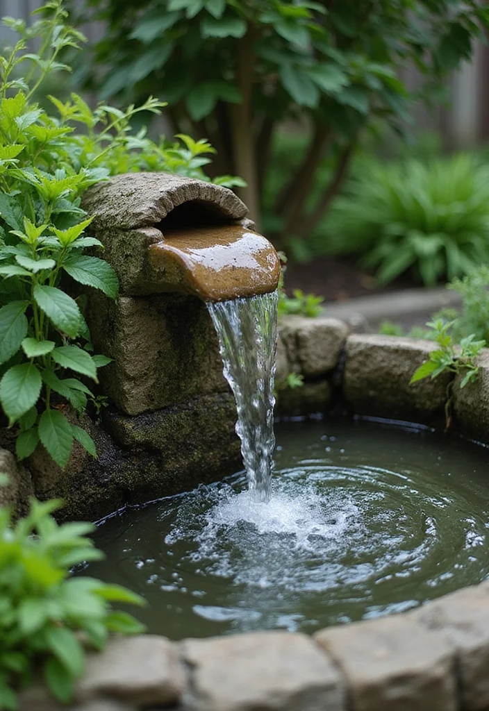 Corner Garden Ideas Landscape Design: A Creative Guide with 18 Space-Saving Inspirations - 5. Compact Water Features: Adding Serenity