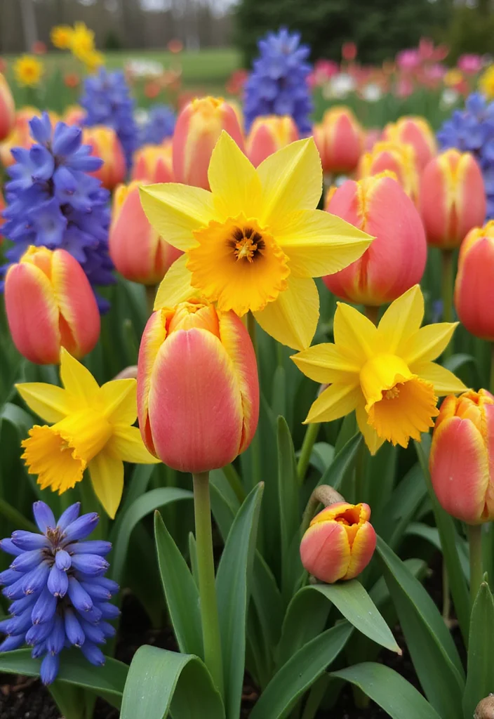 English Cottage Garden Design Layout: A Romantic Guide with 19 Floral-Inspired Layout Designs - 10. Seasonal Bulb Displays