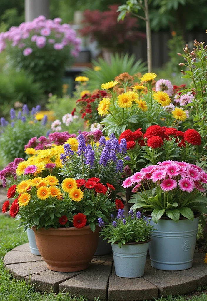 English Cottage Garden Design Layout: A Romantic Guide with 19 Floral-Inspired Layout Designs - 11. Container Gardens for Flexibility