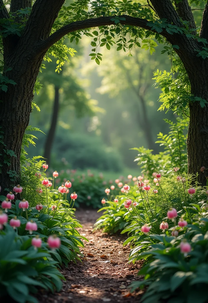 English Cottage Garden Design Layout: A Romantic Guide with 19 Floral-Inspired Layout Designs - 12. The Enchanted Woodland Nook