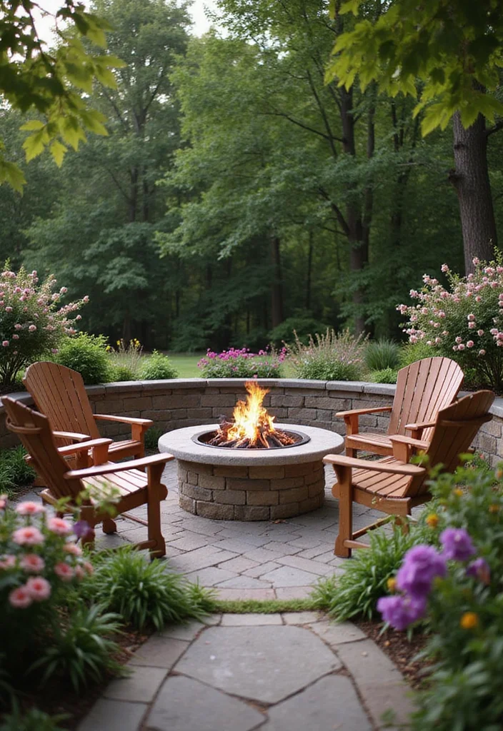 English Cottage Garden Design Layout: A Romantic Guide with 19 Floral-Inspired Layout Designs - 14. The Cozy Fire Pit Garden