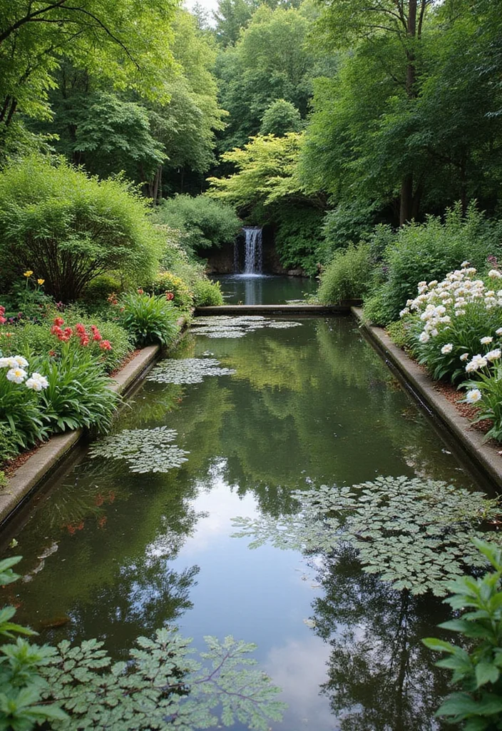 English Cottage Garden Design Layout: A Romantic Guide with 19 Floral-Inspired Layout Designs - 18. The Serene Reflection Pool