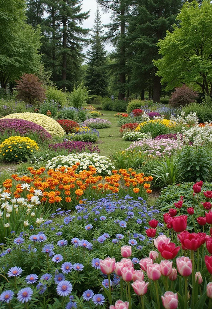 English Cottage Garden Design Layout: A Romantic Guide with 19 Floral-Inspired Layout Designs - 19. The Grand Finale: Seasonal Tapestry Garden