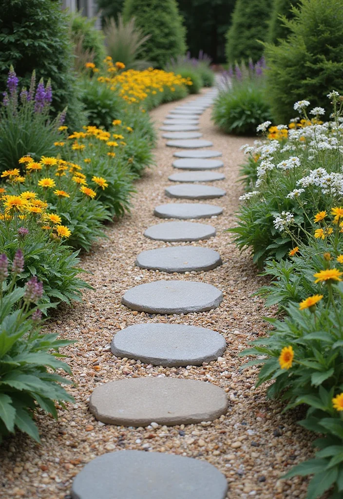 English Cottage Garden Design Layout: A Romantic Guide with 19 Floral-Inspired Layout Designs - 7. Pathways of Pebbles and Pavers