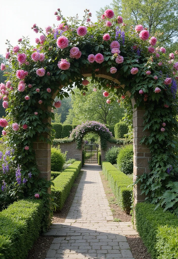 English Cottage Garden Design Layout: A Romantic Guide with 19 Floral-Inspired Layout Designs - 8. Trellis and Archway Gardens