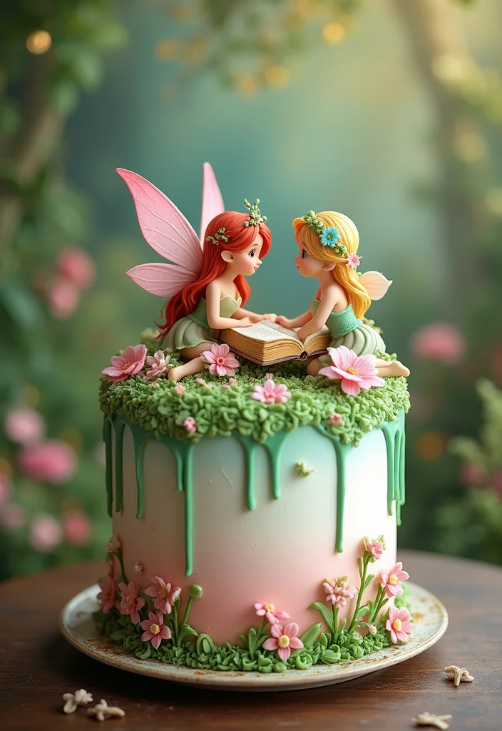Fairy Garden Theme Party: A Fantasy Guide with 19 Playful Enchanted Inspirations - 17. Storybook Birthday Cake Topper