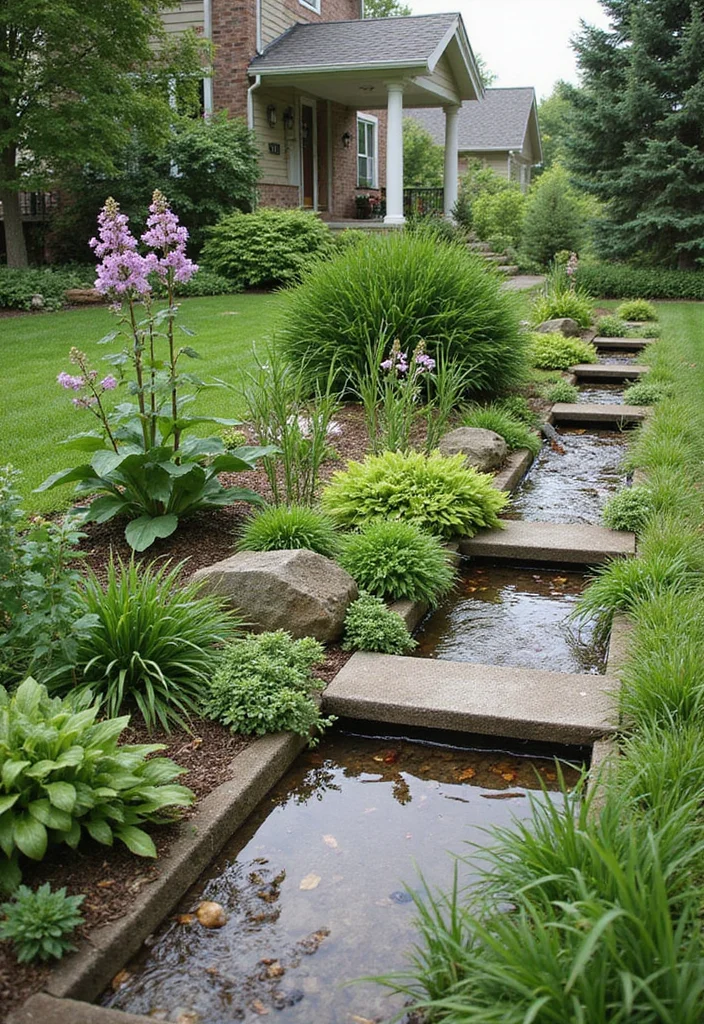 Front Yard Garden Design: A Curb Appeal Guide with 18 Stylish Outdoor Inspirations - 5. Rain Gardens for Eco-Conscious Drainage