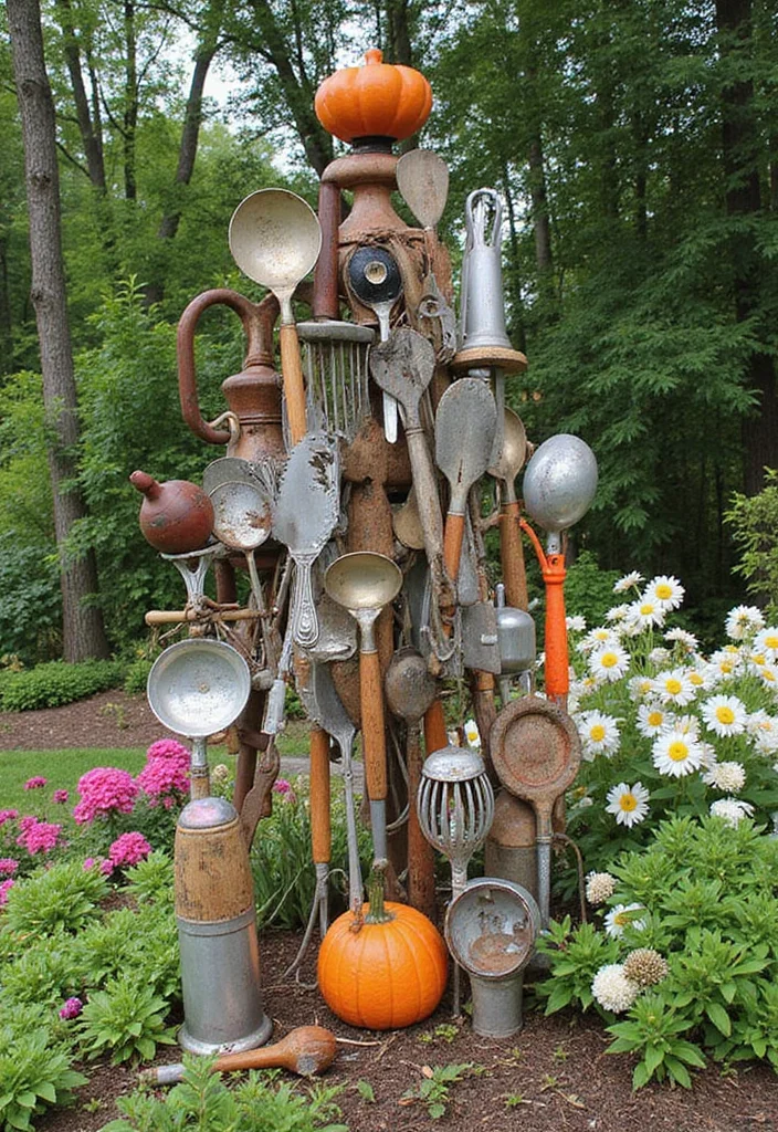 Garden Art Sculptures DIY: A Crafty Guide with 17 Creative Outdoor Art Inspirations - 15. Garden Art from Found Objects