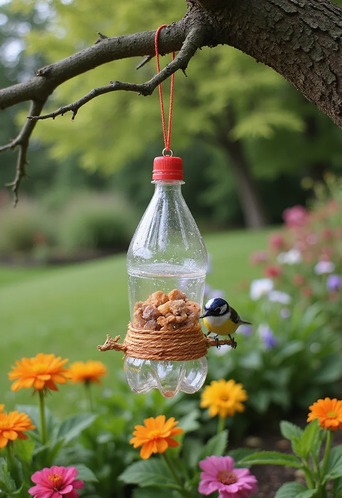 Garden Art Sculptures DIY: A Crafty Guide with 17 Creative Outdoor Art Inspirations - 2. Recycled Bottle Bird Feeders