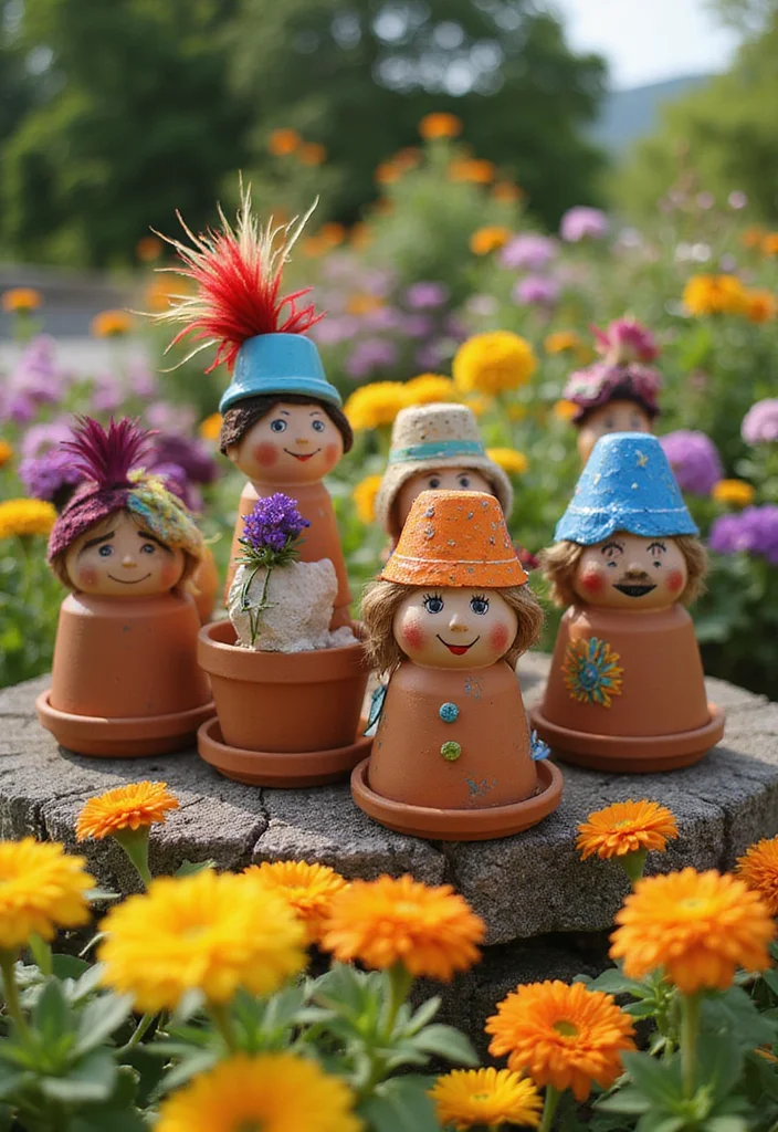 Garden Art Sculptures DIY: A Crafty Guide with 17 Creative Outdoor Art Inspirations - 3. Flower Pot People