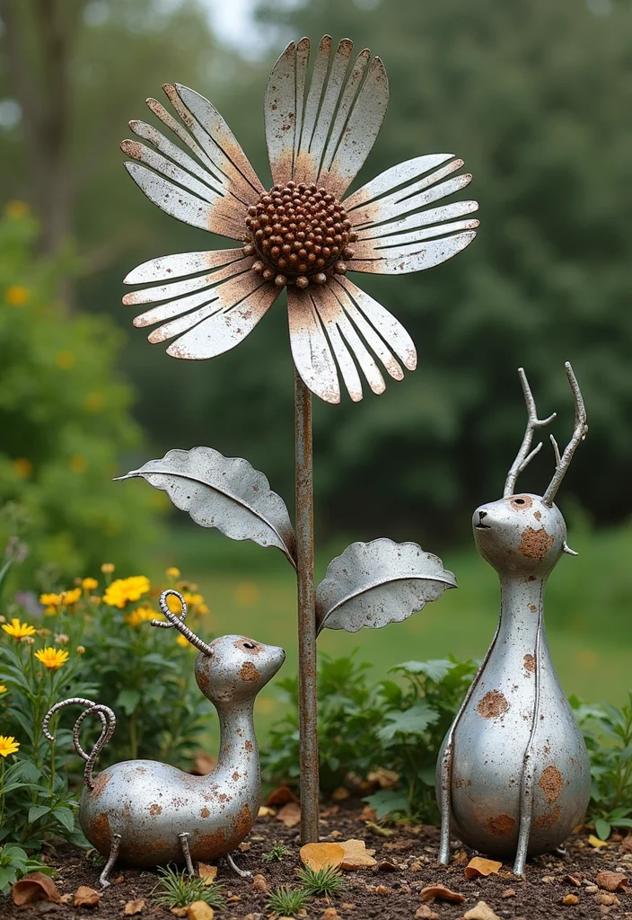 Garden Art Sculptures DIY: A Crafty Guide with 17 Creative Outdoor Art Inspirations - 4. Upcycled Metal Sculptures