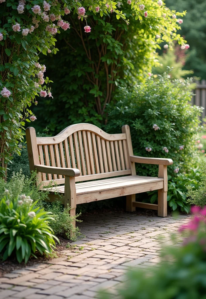 Garden Design Front of House: A Welcoming Guide with 17 Entrance-Focused Inspirations - 16. Charming Garden Benches