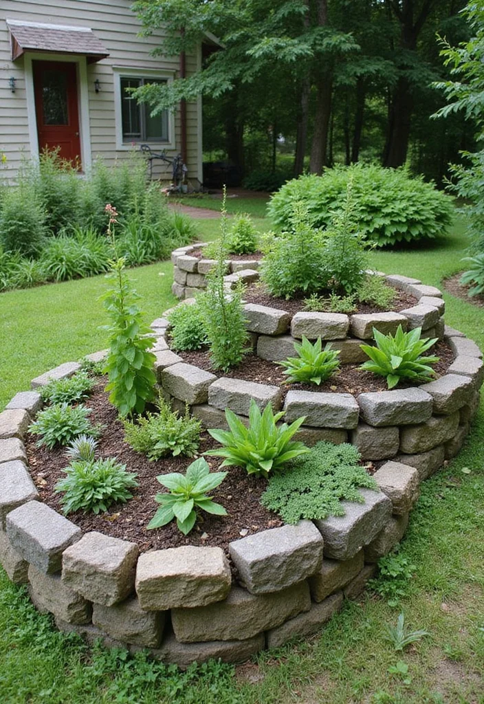 Garden Ideas Front of House: A Practical Guide with 18 Charming Outdoor Inspirations - 2. Herb Spiral Garden