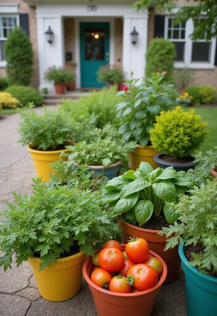 Garden Ideas Front of House: A Practical Guide with 18 Charming Outdoor Inspirations - 8. Decorative Edible Containers