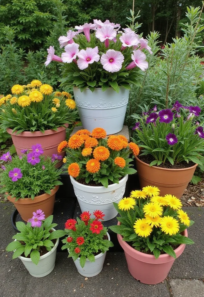 Garden Layout Ideas Design: A Practical Guide with 20 Well-Structured Layout Inspirations - 10. Container Gardens: Versatile and Space-Saving