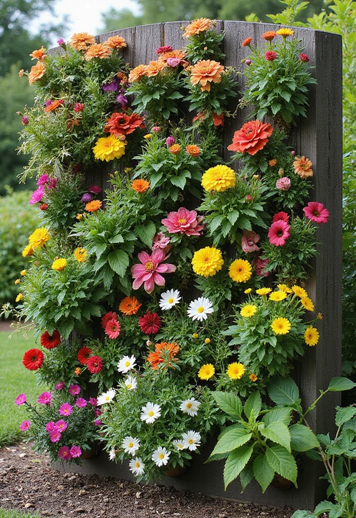 Garden Layout Ideas Design: A Practical Guide with 20 Well-Structured Layout Inspirations - 13. Focus on Color: Vibrant Vertical Gardens