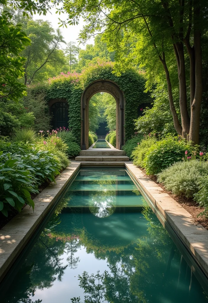 Garden Layout Ideas Design: A Practical Guide with 20 Well-Structured Layout Inspirations - 7. Mirror Garden Illusion: Expanding Space