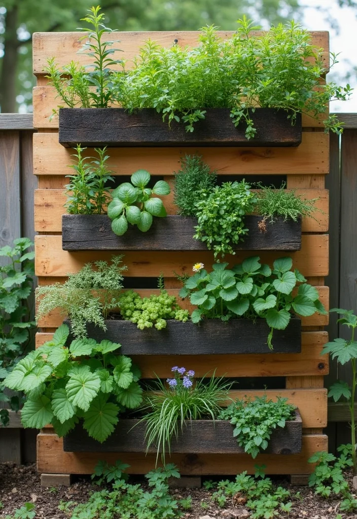 Garden Layout Ideas Design: A Practical Guide with 20 Well-Structured Layout Inspirations - 8. DIY Vertical Pallet Garden: Rustic Charm