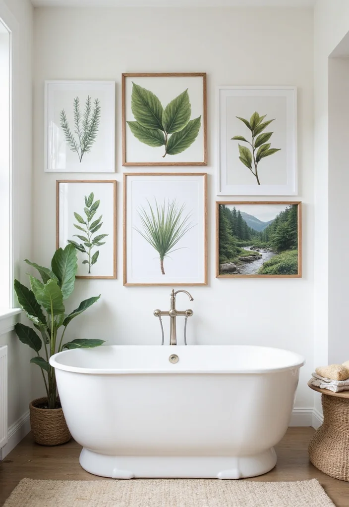 Garden Tub Decor Master Bath: A Relaxing Guide with 19 Spa-Like Styling Inspirations - 9. Nature-Inspired Wall Art