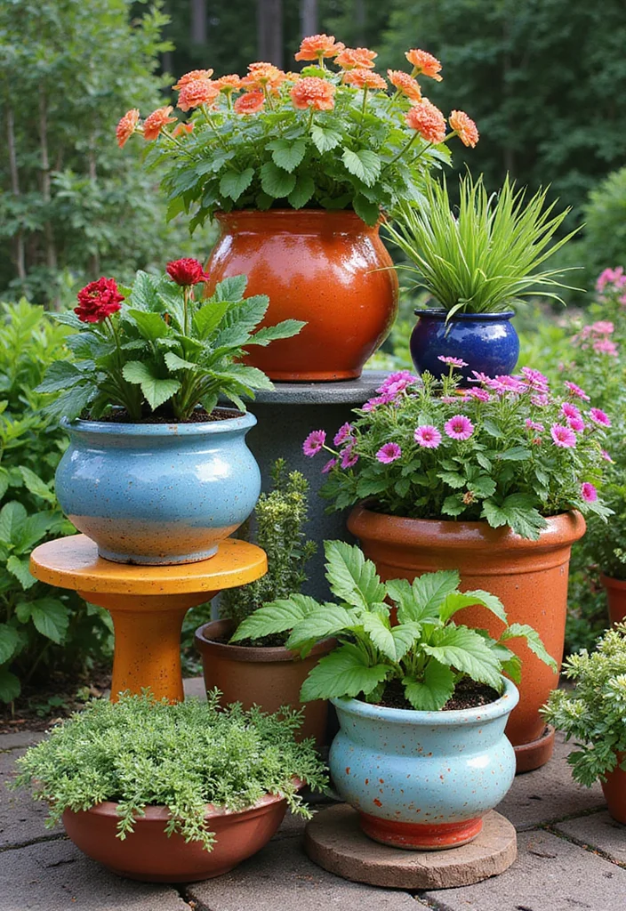 Grow a Garden Design Ideas: A Beginner-Friendly Guide with 17 Simple Concept Inspirations - 12. Artistic Container Arrangements