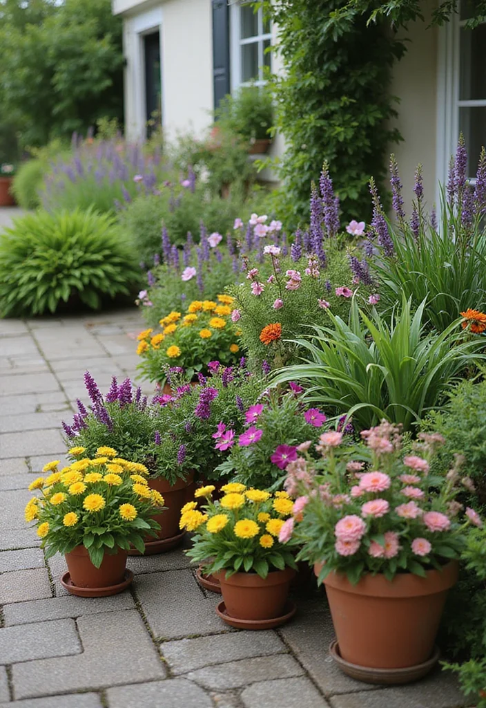 Grow a Garden Design Ideas: A Beginner-Friendly Guide with 17 Simple Concept Inspirations - 5. Cottage-Style Container Garden