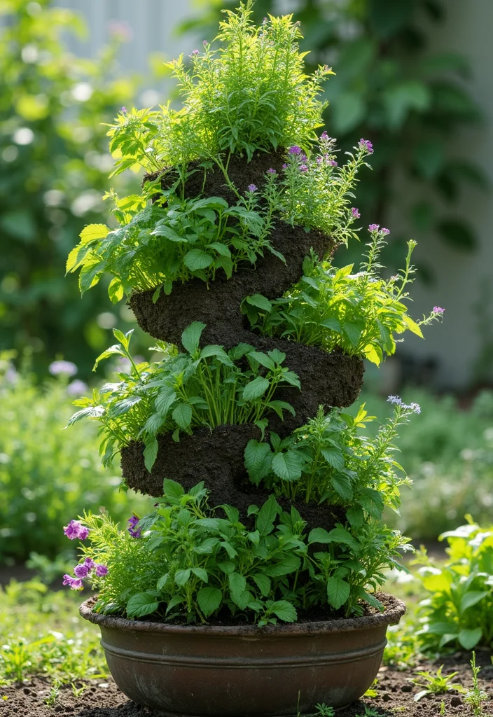 Grow a Garden Layout: A Practical Guide with 18 Easy-to-Follow Layout Inspirations - 13. Vertical Herb Spiral