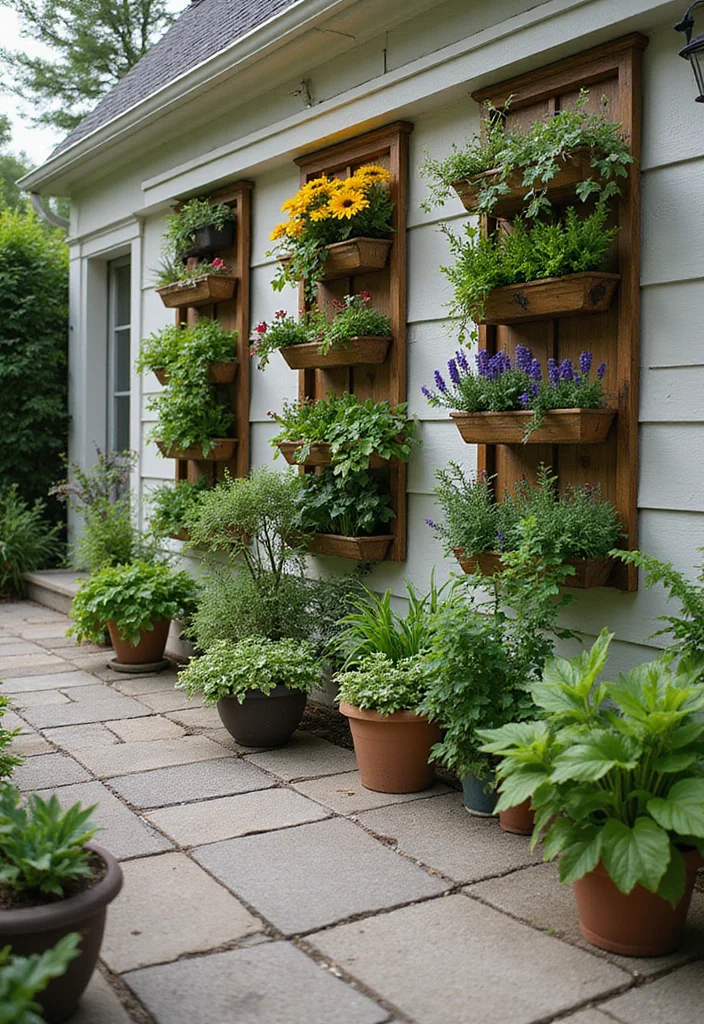 Grow a Garden Layout: A Practical Guide with 18 Easy-to-Follow Layout Inspirations - 18. Patio Vertical Gardens